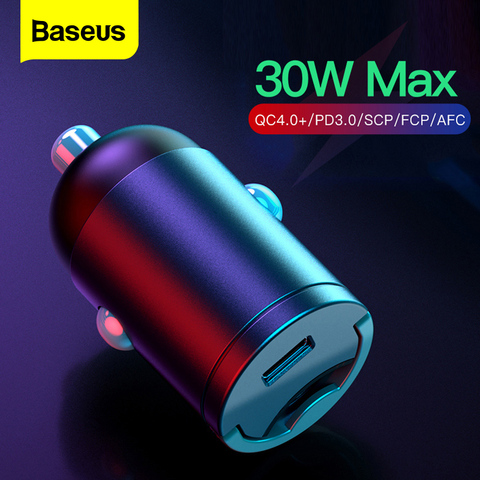 Baseus Quick Charge 4.0 3.0 USB C Car Charger For iPhone 12 11 X Pro Huawei Xiaomi Mobile Phone USBC Type C PD 3.0 Fast Charging ► Photo 1/6