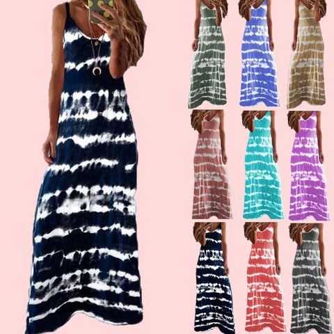 Summer Befree Beach Long Vintage Striped Casual Ruffles Elegant Maxi Plus Sizes Strap Camis Silky Dress Vestidos Sexy Women ► Photo 1/6