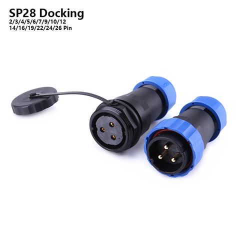SP28 IP68 Butt TYPE cable waterproof Aviation connector 2/3/4/5/6/7/9/10/12/14/16/19/22/24/26 Pin Electric Docking plug socket ► Photo 1/6