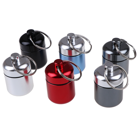 Mini Travel Metal Waterproof Alloy Pill Box Case Bottle Cache Drug Holder Container Keychain Medicine Box Health Care ► Photo 1/6