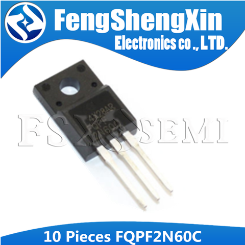 10pcs/lot  FQPF2N60C TO-220F FQPF2N60 2N60C 2N60 N-Channel MOSFET TO220F ► Photo 1/3