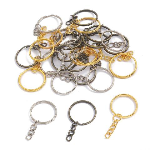 New 10pcs Key Chain Key Ring keychain Brass Rhodium Gold 20mm Long Round Split Keyrings Keychain Jewelry Making Wholesale DIY ► Photo 1/6