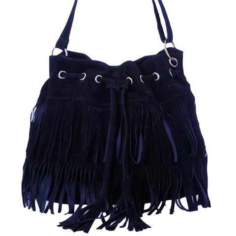 bag women 2022  Fashion Solid Color Women Fringe Drawstring Suede Crossbody Shoulder Bucket Bag  bags for women 2022 сумка женск ► Photo 1/6