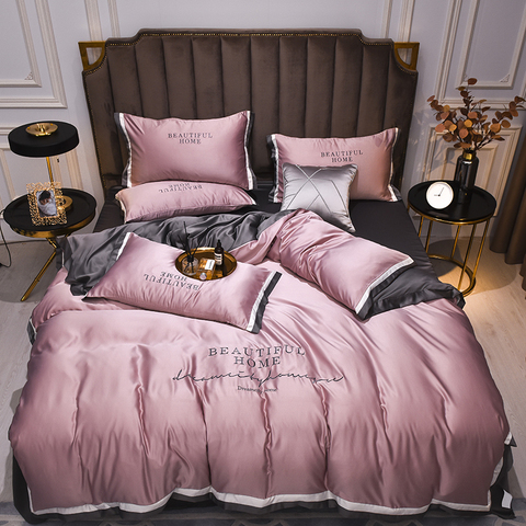 2022 New Luxury Bedding Set Double-Sided High-End 60 Tencel Washing Silk Embroidery Sheet Home Bedding 4Pcs Set King Queen Size ► Photo 1/6