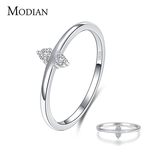 Modian 925 Sterling Silver Minimalism Clear CZ Finger Rings For Women Fashion Anniversary Wedding Statement Jewelry 2022 Bijoux ► Photo 1/6