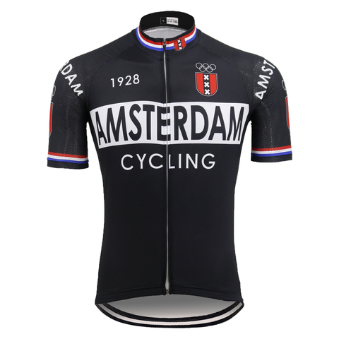 national black cycling jersey short sleeve mtb jersey AMSTERDAM FRANCE ITALIA HOLLAND bike clothing ropa ciclismo 5 style ► Photo 1/2