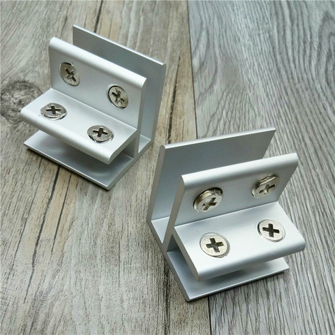 2pcs/lot Glass Clamp 10-12mm glass board Double Sides 90 Degrees L Style Aluminum Glass Clamps Shelves Support Bracket Clips ► Photo 1/6