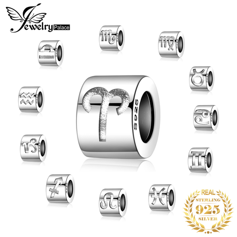 JewelryPalace Zodiac 925 Sterling Silver Beads Charms Silver 925 Original For Bracelet Silver 925 original Beads Jewelry Making ► Photo 1/6