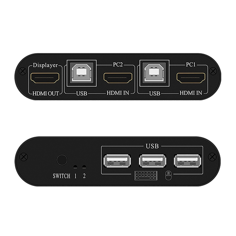 2X1 HDMI KVM Switch Box Selector HDMI Switch 2 In 1 Out Sharing USB 2.0 monitor mouse keyboard for 2 Computer Laptops PCs ► Photo 1/6