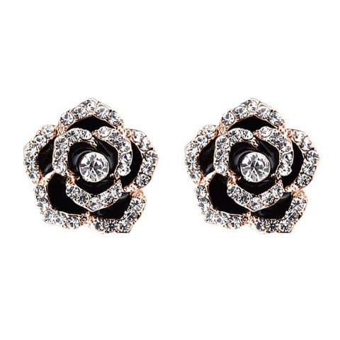 Famous Luxury Brand Designers Camellia Earring Elegant Full Crystal Rose Flower Stud Earrings Women Quality Earring ► Photo 1/6