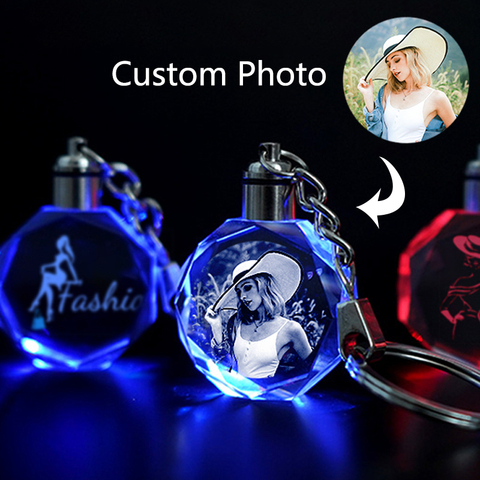 Custom photo keychain light glows in the dark lover family baby birthday personalized memorial gift car house door key ring ► Photo 1/6