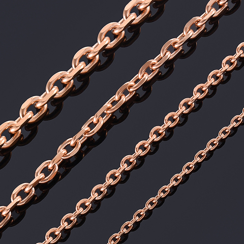 Width1.6/2/2.4/3/4/5mm Fashion Rose Gold Tone Stainless Steel Women Men Cuban Chain Oval Necklace Top Quality Fashion Jewelry ► Photo 1/4