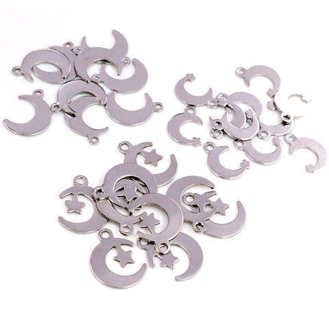 30pc/lot No Fade Charms 316 Stainless Steel Moon and Star Charms for necklace pendant charms diy jewelry making ► Photo 1/4