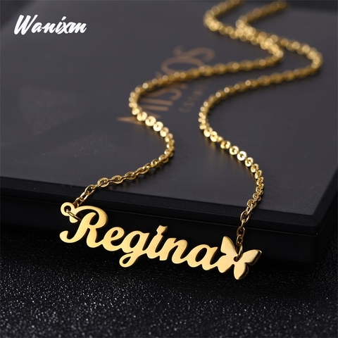 Custom Necklace Butterfly Pendant Stainless Steel Gold Chain Personalized  Name Necklaces Choker Jewelry Necklaces for Women - Price history & Review, AliExpress Seller - Wanixm Official Store