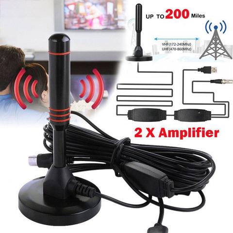 HD Digital Indoor Amplified TV Antenna 200 Miles Ultra HDTV With Amplifier VHF/UHF Quick Response Indoor Outdoor Aerial HD Set ► Photo 1/5