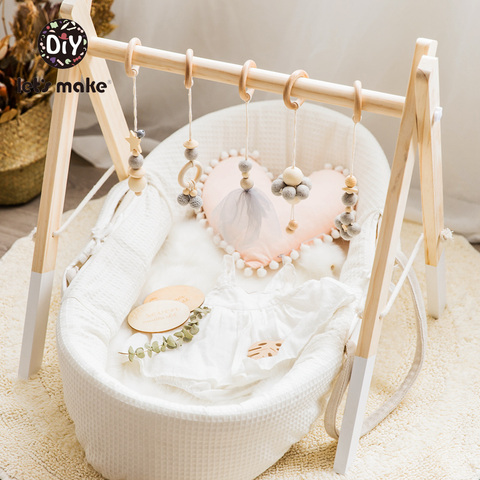 1set Wooden Baby Play Gym Animals Pendant  BPA Free Food Grade Wooden Teether Toys Interactive Baby Birth Gift Wooden Blank Toys ► Photo 1/6