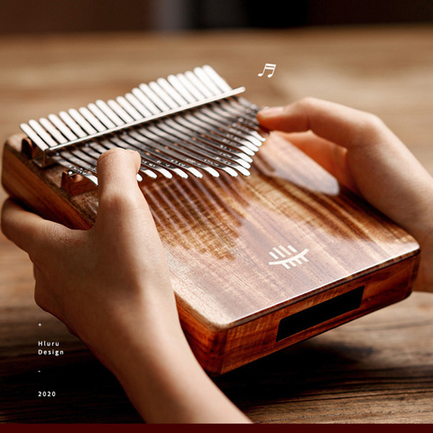 Hluru Kalimba 21 17 Keys Full Solid Thumb Piano Finger wooden Gecko bottom mbira Acacia Musical Instrument for beginner ► Photo 1/6