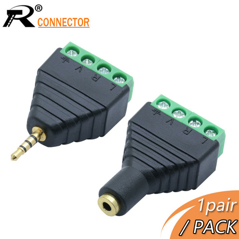 1pair/2pcsMale&Female Video AV Balun 2.5mm 4 Pole Stereo Male to AV Screw Terminal Stereo Jack 2.5mm female 4 pin Terminal Block ► Photo 1/1