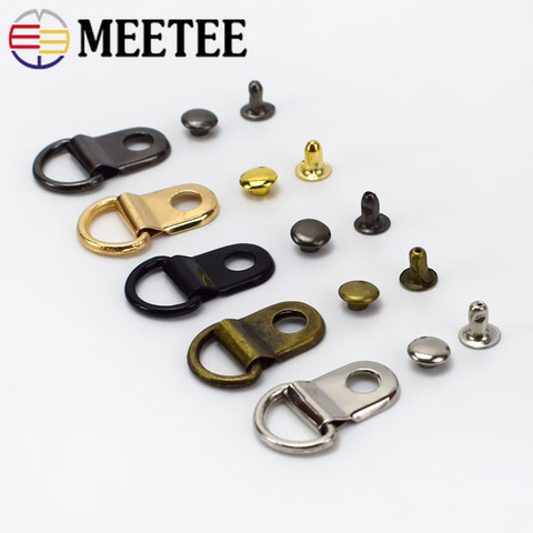10/30/50set 9*14mm Metal Copper D Ring Buckles Carabiner Installation Nail DIY Shoes Strap Buckle Bag Accessories Leather Craft ► Photo 1/6