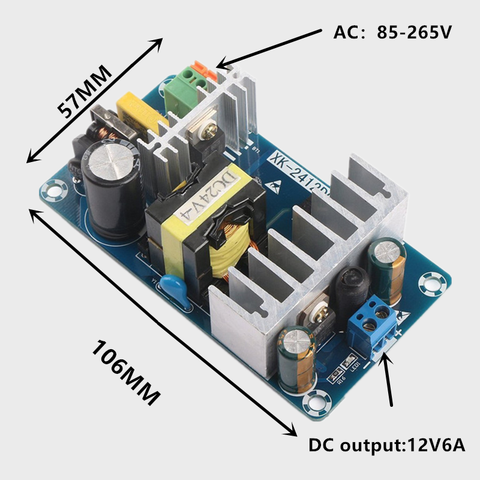 AC 85-265V to DC 12V 24V-6A 100W Switching Power Supply Board Power Supply Module ► Photo 1/6