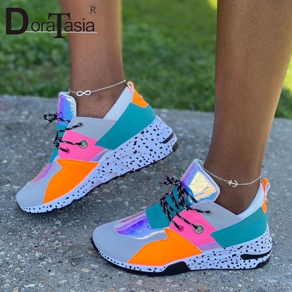 New Women Flat Glitter Sneakers Casual Female Mesh Lace Up Bling Platform  Comfortable Plus Size Vulcanized Shoes Soft Knitting - AliExpress