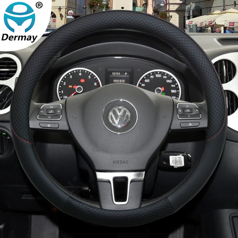 for VW T4 T5 T6 Car Steering wheel Cover Leather Anti-Slip100% DERMAY Brand  Volkswagen Auto interior Accessories ► Photo 1/6