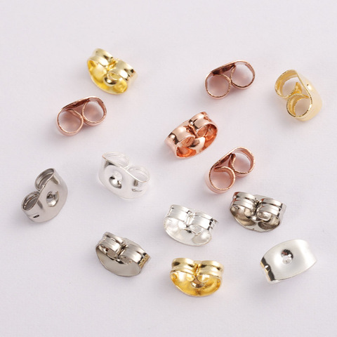 100pcs 6x4.5mm Gold Silver Tone Stainless Steel Earrings Back Rose Butterfly Ear Nuts Stopper Fit DIY Jewelry Making Supplies ► Photo 1/6