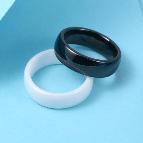 Wholesale Ceramic Jewelry wide 3mm And 6mm Top Quality Beautiful Black White Smooth Radian Ceramic Ring For Women Girl Anillo ► Photo 1/6