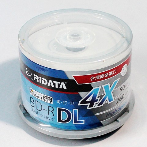 50 pack/one RIDATA/Ritek box A+ quality Blank Inkjet Printable Blu Ray DL 2-8x Dual Layer 50GB BD DL Disc original cake box ► Photo 1/6