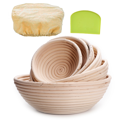 Banneton Bread Proofing Basket, Sourdough Brotform Natural Rattan Basket for Bread Baking - Includes Cloth Liner & Dough Scraper ► Photo 1/6