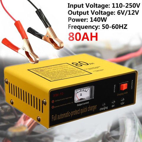 Full Automatic-protect Quick Charger 6V/12V 80AH 140W Automatic Intelligent Car Battery Charger Negative Pulse ► Photo 1/6