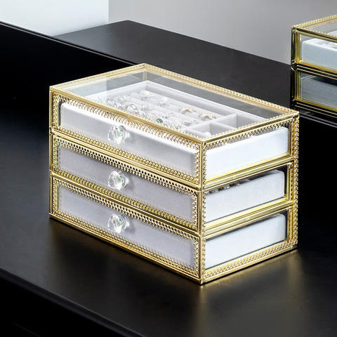 1/2 Layers Antique Jewelry Storage Box Drawers Rack Holder Acrylic Earrings Display Stand Storage Case ► Photo 1/6