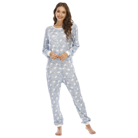 Autumn Warm Soft Sleepwear Overall Onepiece Jumpsuit Kigurumi Onesie Adult Women Pijama Pajamas ► Photo 1/4