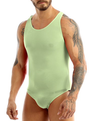 iEFiEL Sexy Lingerie Mens Stretchy Mankini Thong Over Shoulder Undershirt Bodysuit for Men's Shapers Jumpsuit Bodystocking ► Photo 1/5