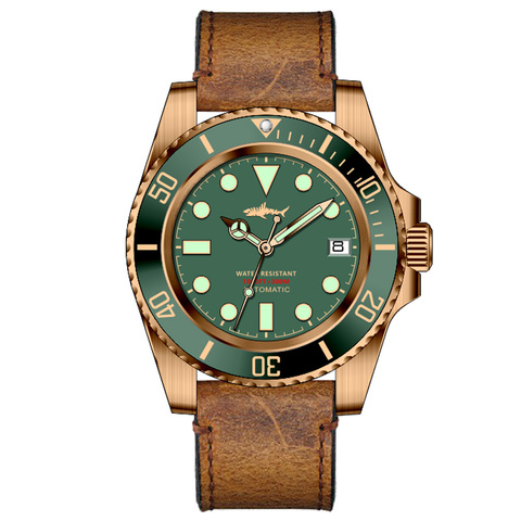 Heimdallr Men's Watch 40mm Green Dial Luminous Bronze Case Dive Watches Japan NH35A Self-Winding Movement Men's Mechanical Watch ► Photo 1/3