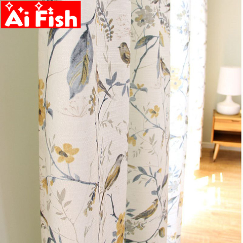 American Pastroal Bird Print Design Blackout Curtains For Living Room Window Screen Bedroom Tulle Curtain Fabric Drapes MY028#40 ► Photo 1/6