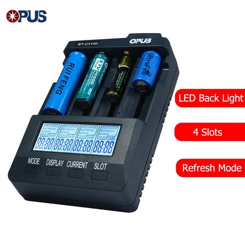 Opus BT-C3100 V2.2 Smart Digital Intelligent 4 LCD Slots Universal Battery Charger For Rechargeable Battery With EU/US Plug ► Photo 1/6