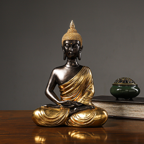 Golden Buddha Statue Resin Figurine Hand MadeThai Buda Buddha Statue Crafts Decorative Ornament Home Decor ► Photo 1/6