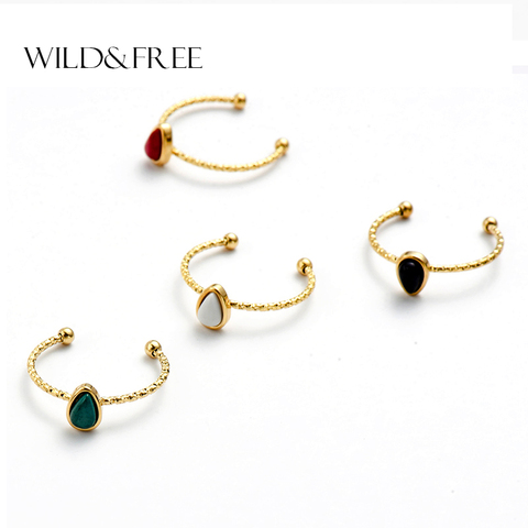 Wild & Free Vintage Gold Rings For Women Water Drop Natural Stone Twist Circle Bead Knuckle Midi Finger Rings Boho Jewelry Gift ► Photo 1/6