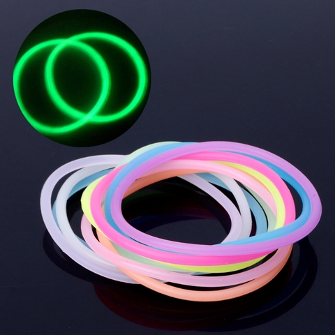 10PCS Night Luminous Bracelets Wristband Gummy Silicone DIY Rubber Hairbands ► Photo 1/6