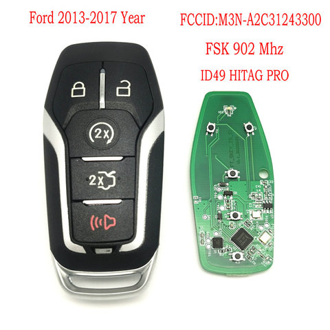 Datong World For Ford Fusion Explorer edge Mustang 2013-2017 FCC:M3N-A2C31243300 FSK902 ID49 HITAG-PRO Smart Keyless Remote Key ► Photo 1/6