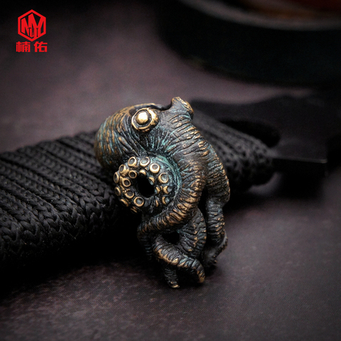 1PC Handmade Bronze Octopus Cruzu Brass Copper EDC Paracord Beads Lanyard Pendants Knife Beads Umbrella Rope Cord  Pendants ► Photo 1/6