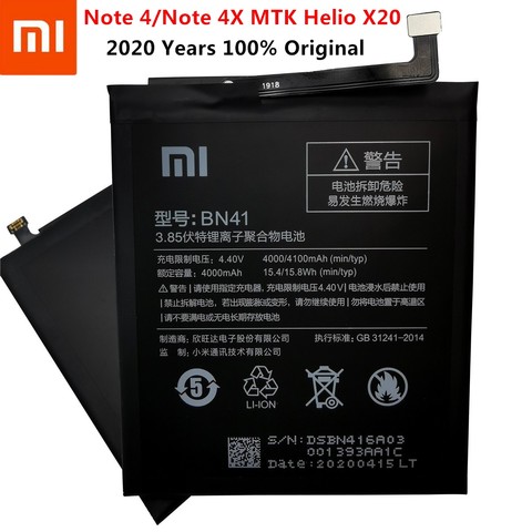 Original Xiaomi Redmi Note 4 Battery BN41 4100mAh for Hongmi Note 4 / Redmi Note 4X MTK Helio X20 High Quality BN41 Battery ► Photo 1/6