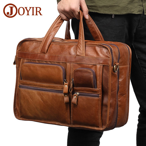 JOYIR Genuine Leather Men‘s’ Briefcase Laptop Casual Business Tote Bags Shoulder Crossbody Bag Men's Handbags Large Travel Bag ► Photo 1/6