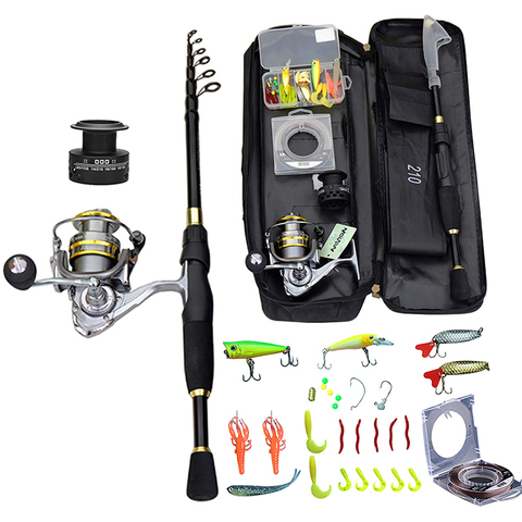 Telescopic Fishing Rod Combo and Reel Full Kit Spinning Fishing Reel Gear Pole Set 100M PE Fishing Line Lure Kit ► Photo 1/6