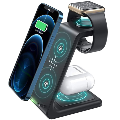 3 in 1 Wireless Charger Station QI 15W Fast Apple Wireless Charging Stand Dock for iPhone 12/11/8 Pro Max AirPods iWatch Samsung ► Photo 1/6
