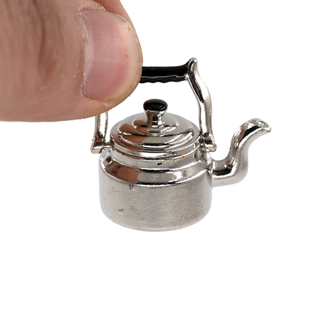 1/12 Dollhouse Miniature Accessories Mini Metal Kettle Simulation Furniture Tea Pot Kitchen Model Toys for Doll House Decoration ► Photo 1/6