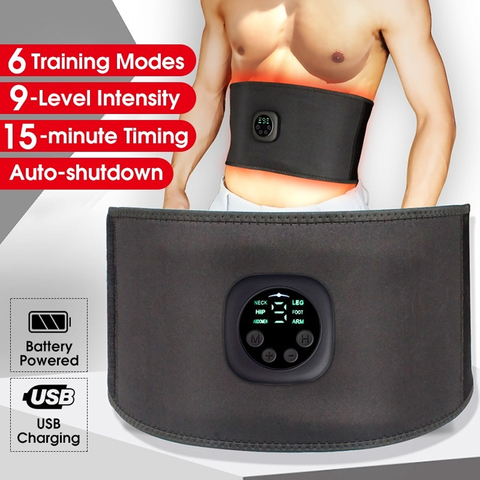 Intelligent Unisex USB Rechargeable EMS Fitness Trainer Belt LED Display Electrical Muscle Stimulator Abdominal Muscle Sticker ► Photo 1/6