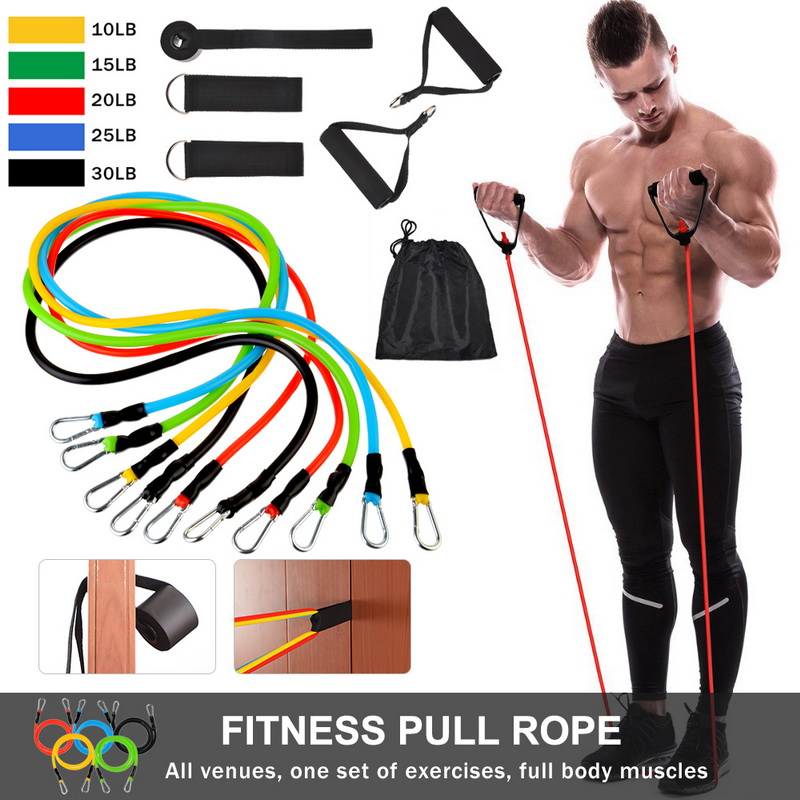 11pcs/set Pull Rope Fitness Exercise Resistance Bands Training Workout Yoga 