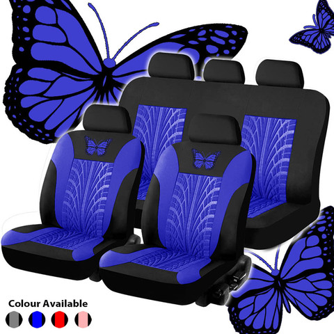 VODOOL Butterfly Car Seat Covers Set Universal Tire Track Detail Pattern Auto Seat Protector Cover Interior Styling Accessories ► Photo 1/6